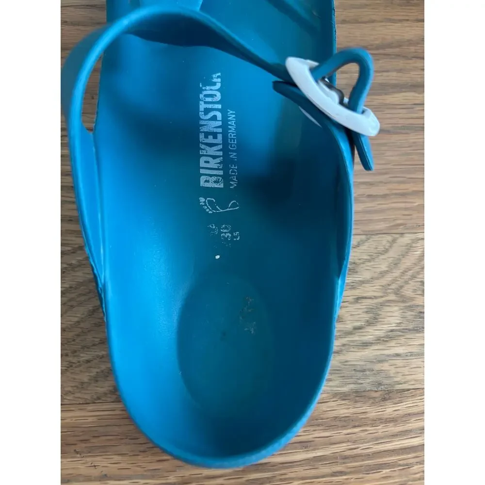 Birkenstock Gizeh EVA Sandals Teal Blue Thong Flip Flop Waterproof Girls Size 12